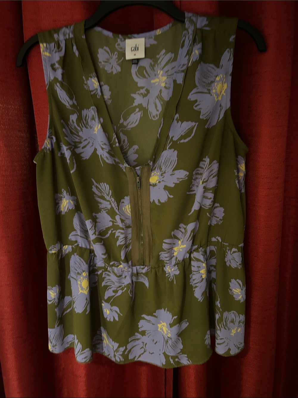 Cabi floral front zip camisole
